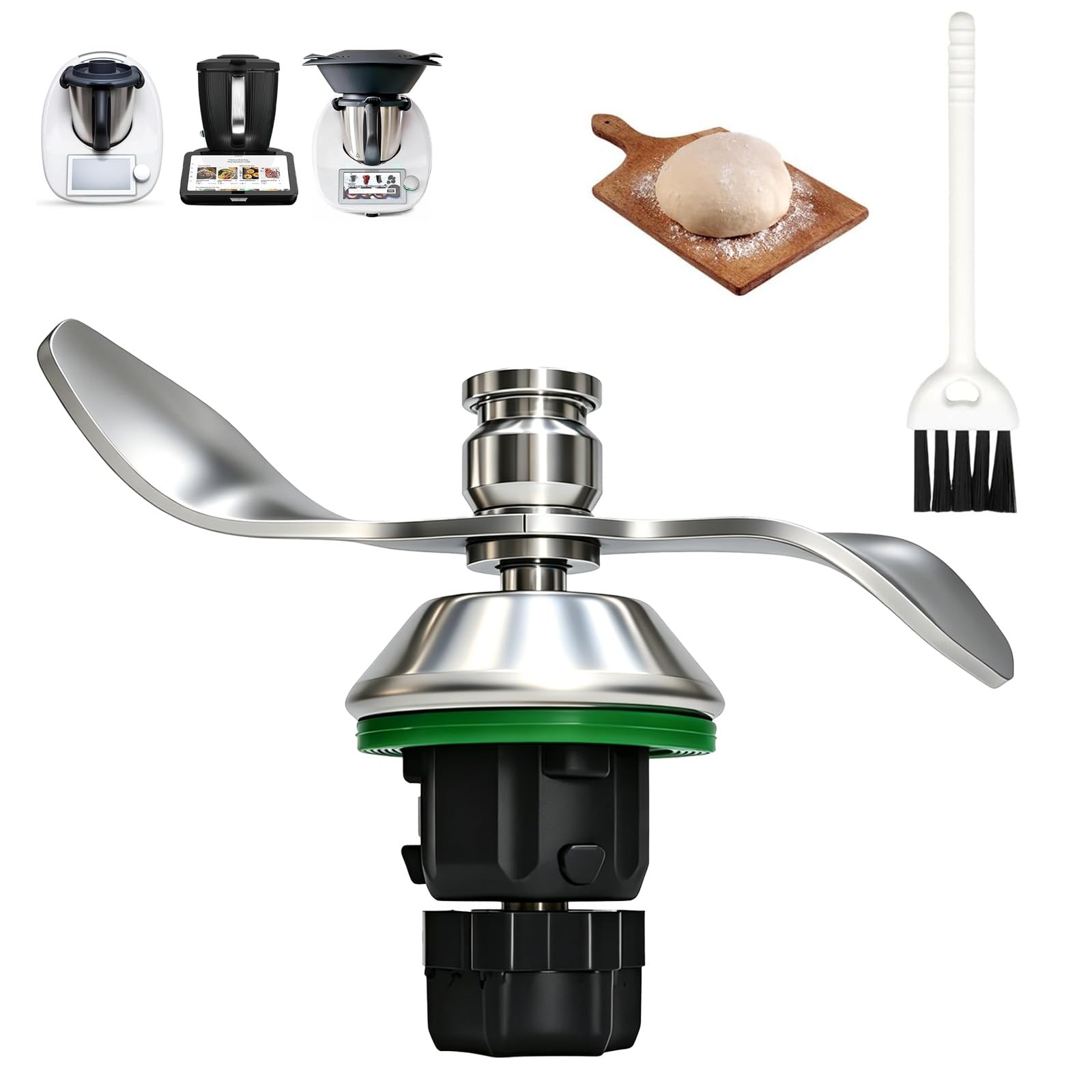 Coltello per Impasto Acciaio Inox per Thermomix TM7 TM6 TM5, Lama Ricambio con Spazzola Pulizia, Senza Residui Impasto, Pulizia Veloce, Accessorio Taglio Veloce per Robot Cucina
