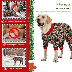 LovinPet Dog Christmas Clothes Large Size Dog, Holiday Dog Costume, Long Sleeve Lightweight Pullover Joy Holiday Wreaths Black Prints Large Dog PJ's Pitbull Clothes Christmas Outfit XLarge LovinPet Dog Christmas Clothes Large Size Dog Holiday Dog Costume Long Sleeve Lightweight Pullover Joy Holiday Wreaths Black Prints Large Dog PJs Pitbull Clothes Christmas Outfit XLarge