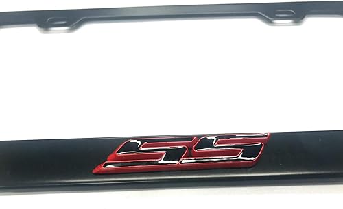 Miniatura 5 de Soporte para placa de matrícula con emblema de Camaro SS negro 3D de acero inoxidable para Chevy Camaro (2 blanco)