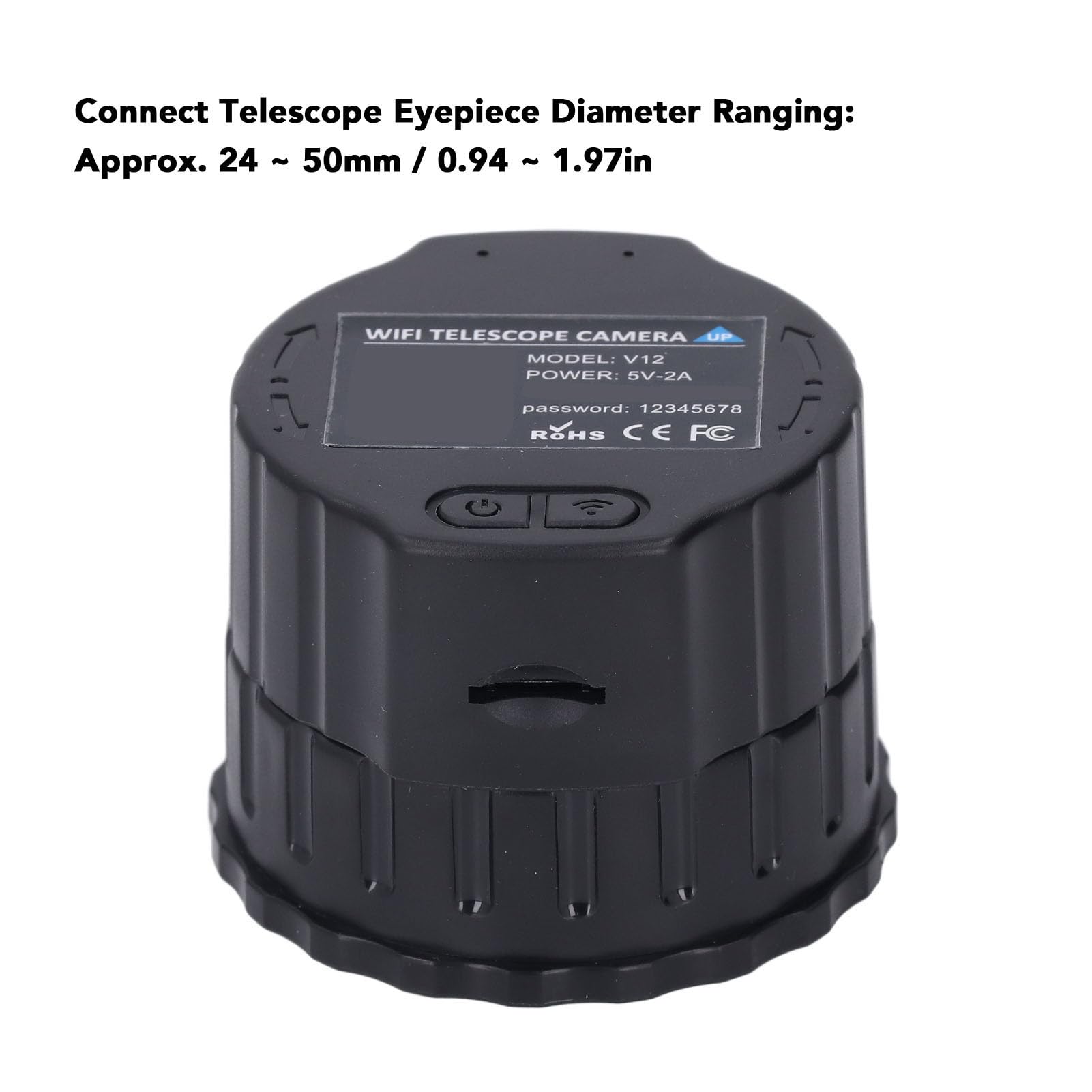 Telecamera WiFi, Oculare Elettronico Wireless, Registrazione Video 2K e Foto da 24 MP per Telescopi da 24 Mm-50 Mm, per Astrofotografia, Birdwatching (Nessuna memoria)