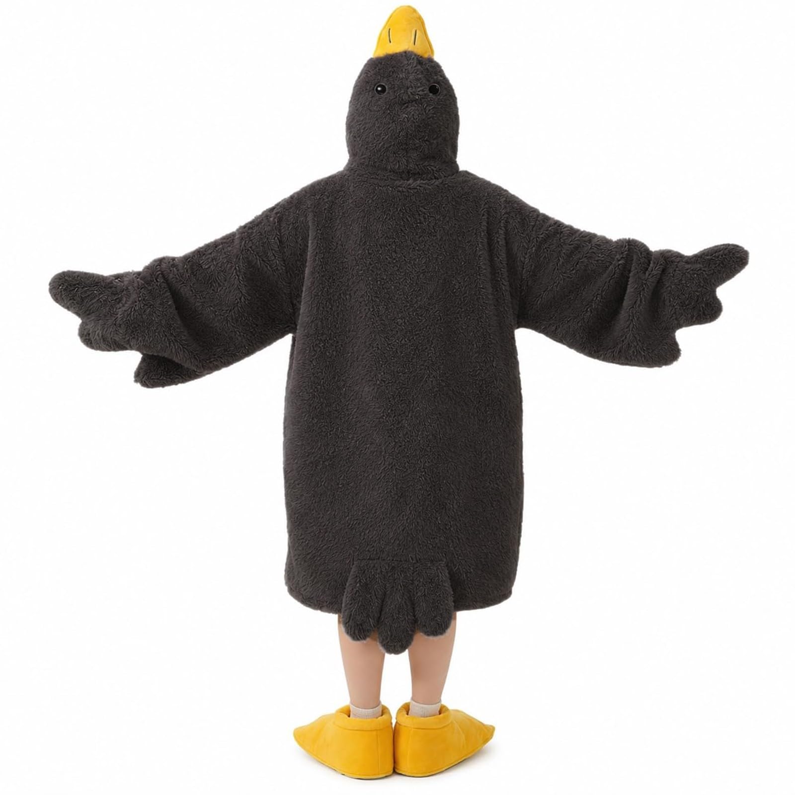 Duck Blanket Hoodie Onesie For Kids Teen Cute Animal Jumpsuit Wearable Oversized Fleece Bodysuit Warm Goof Funny Hooded Plush Autumn Winter Soft One Piece Outfits (Grey, 11-12 Years)