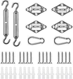 Cosweet 40 Pcs Shade Sail Hardware Kit- 6 Inches 304 Marine Grade Stainless Steel Sun Shade Sail Installation Hardware Kit for Rectangle&Square Sun Shade Sail in Outdoor Patio Lawn Garden