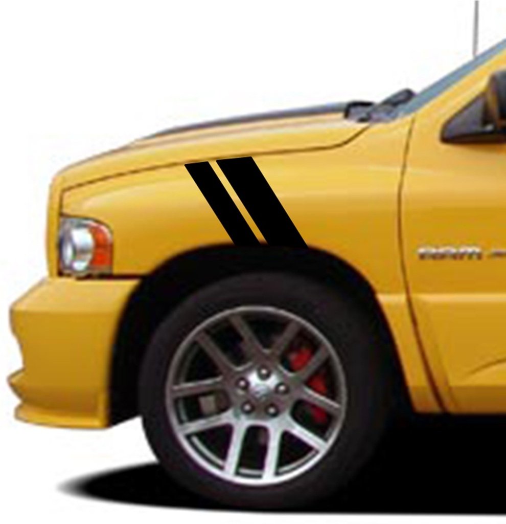 2 and 3 Inch Fender Hash Mark Bars Vinyl Racing Stripes, Fits Dodge Ram Pickup Truck, Both Sides, Light Grey