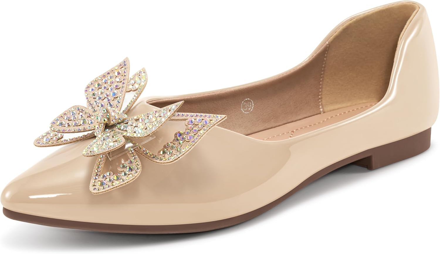 Apricot Round Toe Flower Rivet Flats main image 1