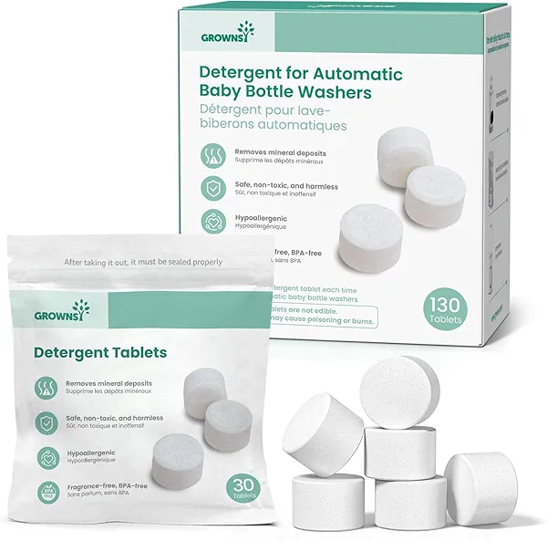 GROWNSY Detergent Washing Tablets 130 PCS for Momcozy, Baby Brezza Bottle Washer, Compatible with All Brands Baby Bottle Washers 1 Count (Pack of 130)