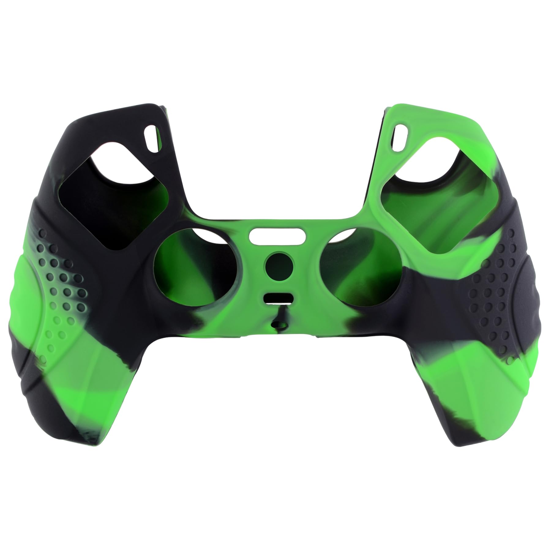 eXtremeRate PlayVital Guardian Edition Ergonomic Soft Anti-Slip Controller Silicone Case Cover for ps5, Rubber Protector Skins with Black Joystick Caps for ps5 Controller - Green & Black - 3