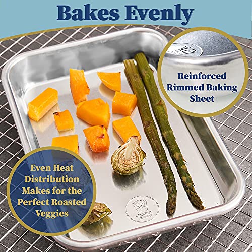 Professional Aluminum Eighth Sheet Pan - 1/8 Small, 6.97x10.16-inch Baking Sheet Set, 2-Pack - Easy Clean, Food Safe, Oven Safe, Commercial Quality - Rimmed Cookie Sheet Pan Perfect for Toaster Oven - Thumbnail 5
