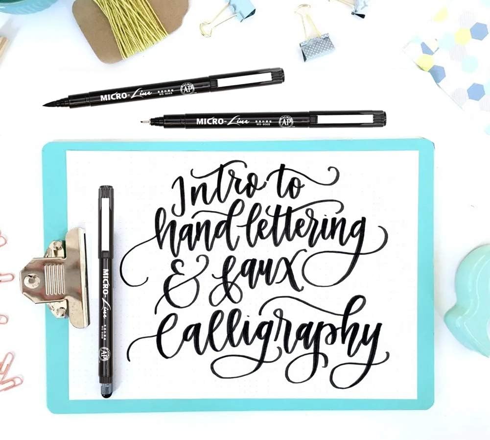 Hand Lettering Pens, Calligraphy Brush Pen, 8 Size Black Markers Set for Artist Sketch, Technical, Beginners Writing, Art Drawings, Signature, Water Color Illustrations, Journaling : Arts, Crafts & Sewing