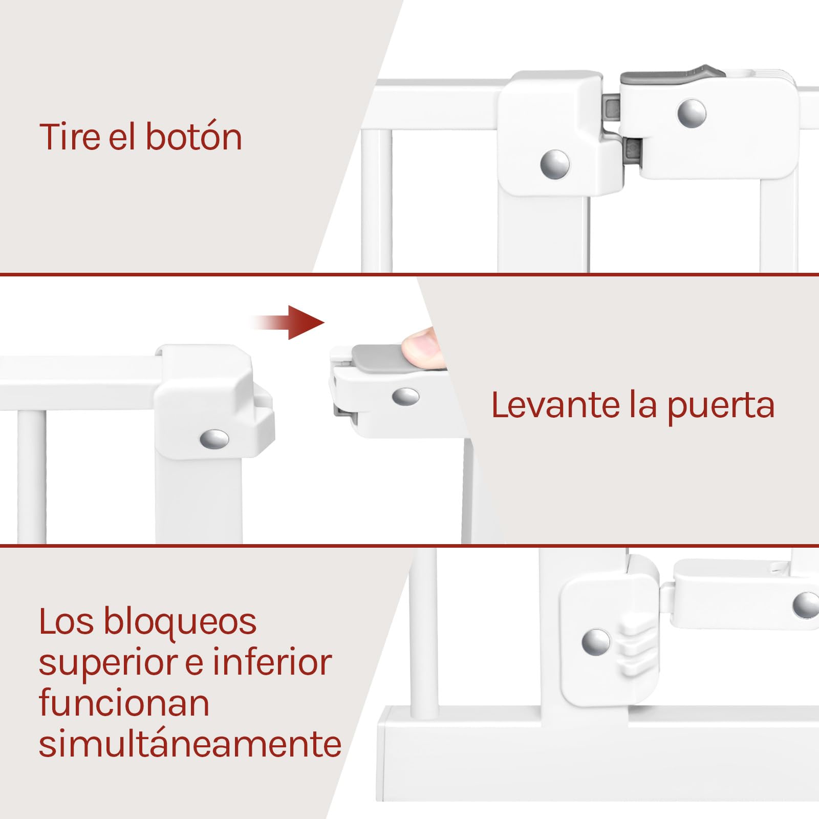 WOLTU Barrera Seguridad Infantil, Apertura de 75-107 cm, Barrera para Niños y Bebé, Barandilla Escalera Seguridad, Valla Metálica para Perros, Doble Bloqueo, Blanco