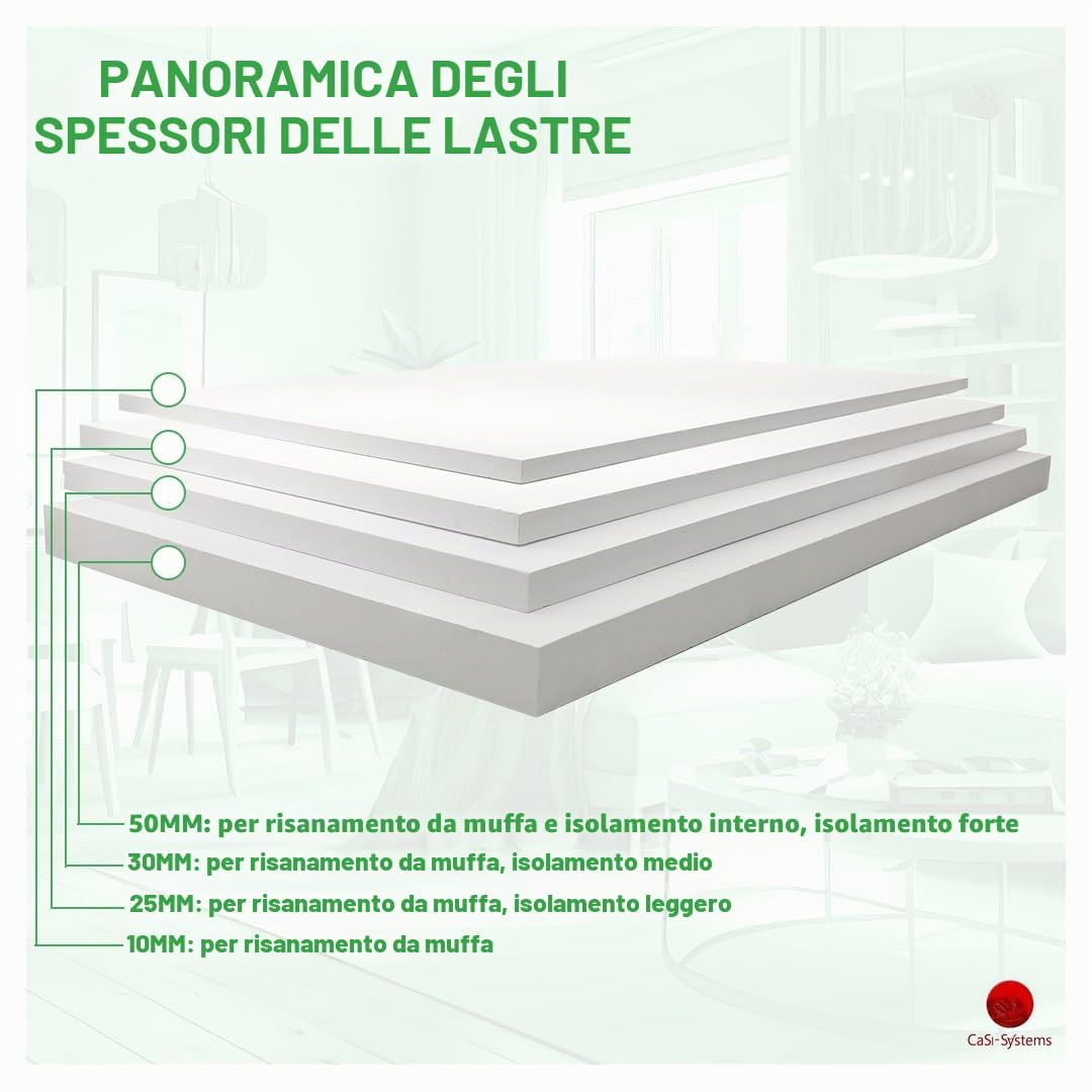 Pannello climatico pre-intonacabile da 25mm in silicato di calcio, antimuffa, per interni, cantina, ambienti umidi, risparmio energetico e isolamento, Set per 12,2 m²