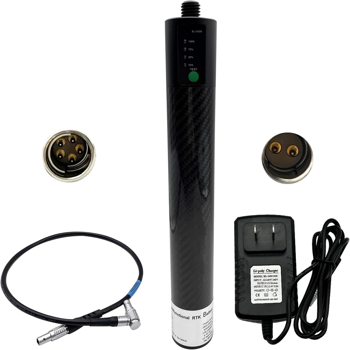 5 Pin-10000mah GPS Pole Battery Compatible with External HIPER GR3 GR5 HR,11.1V Power Stick Battery Pack for G P S Base with Battery Charger