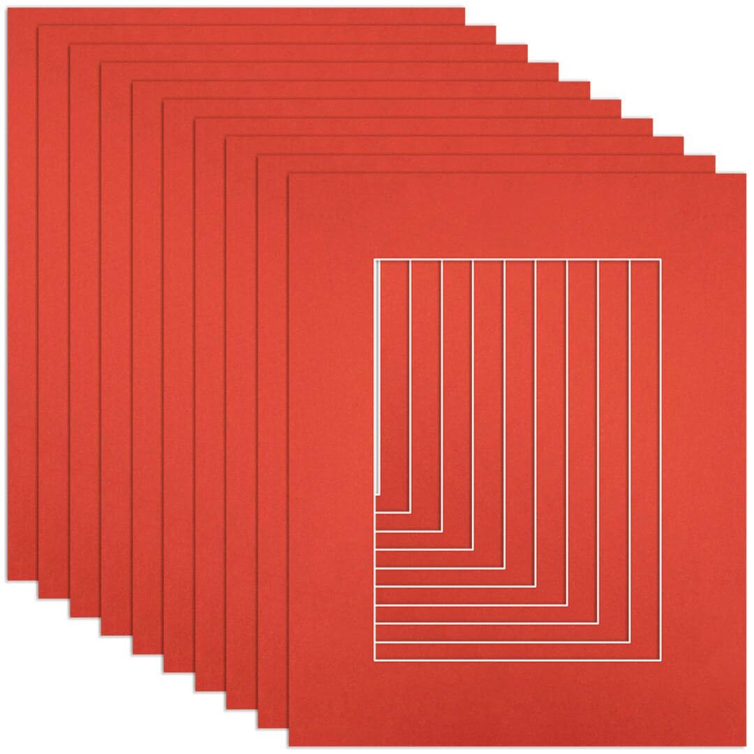 Procut Global 10x8" Poppy Red Picture Mounts to Fit 7x5" Aperture - Precision Cut Cardboard Photo Mount - Ideal for Frames, Prints, Artwork & Certificates - Sizes & Colours Available - 10 Pack