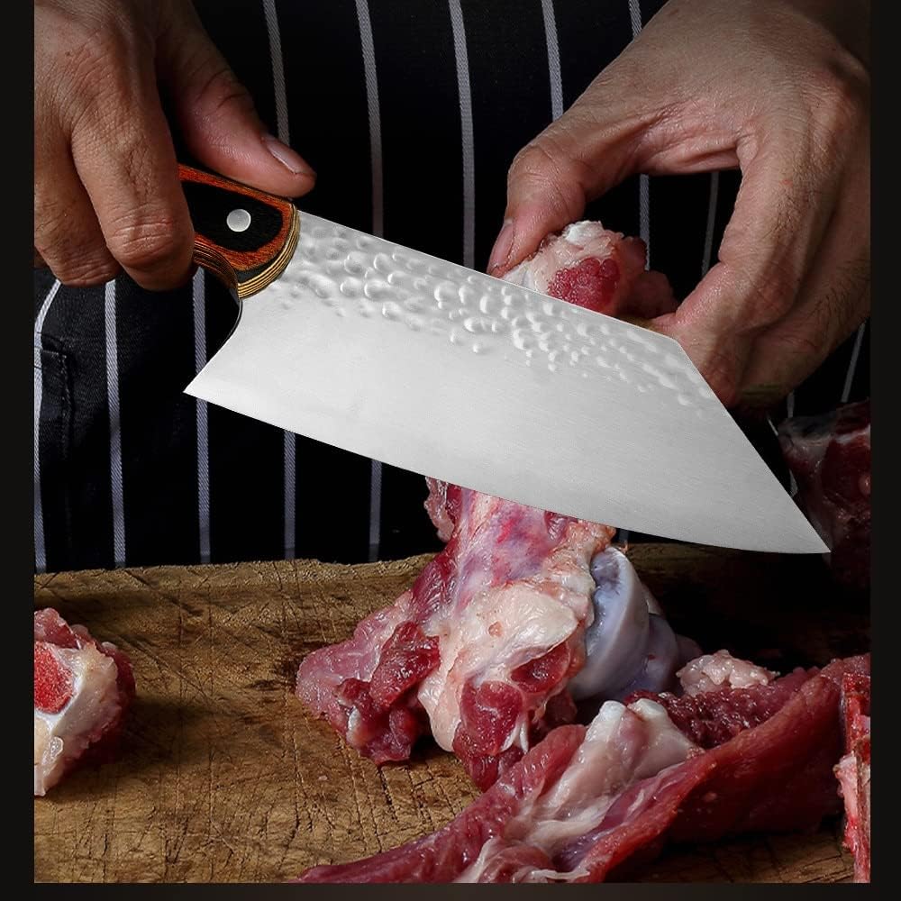 Meat Cleaver Knife, 7'' INCH Stainless Steel 5c1r5 Chopping Cleaver Knife Wood Handle Butcher Meat Fish Cooking Accessory Tools Slaughter Slicer