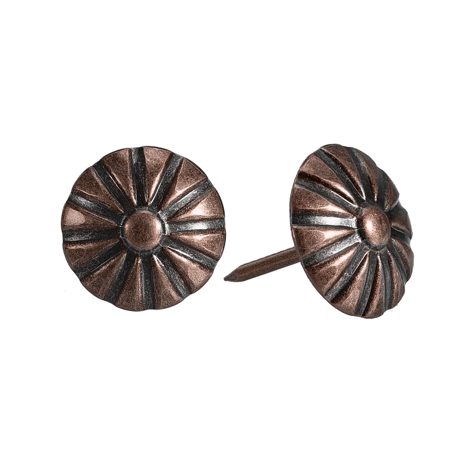 MroMax 50Pcs Upholstery Nails Tacks - Antique Iron Thumb Push Pins For Furniture & Cork Board (Red Copper Tone, 0.47" Head)