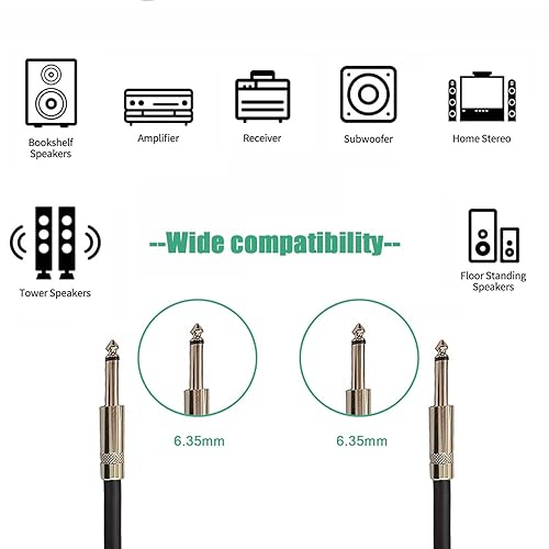 Miniatura 6 de HeyTones Cables de altavoz TS profesionales de calibre 12 de 14 a 14 pulgadas - Cables de altavoz DJPA de 12 AWG y 50 pies, cables de audio para