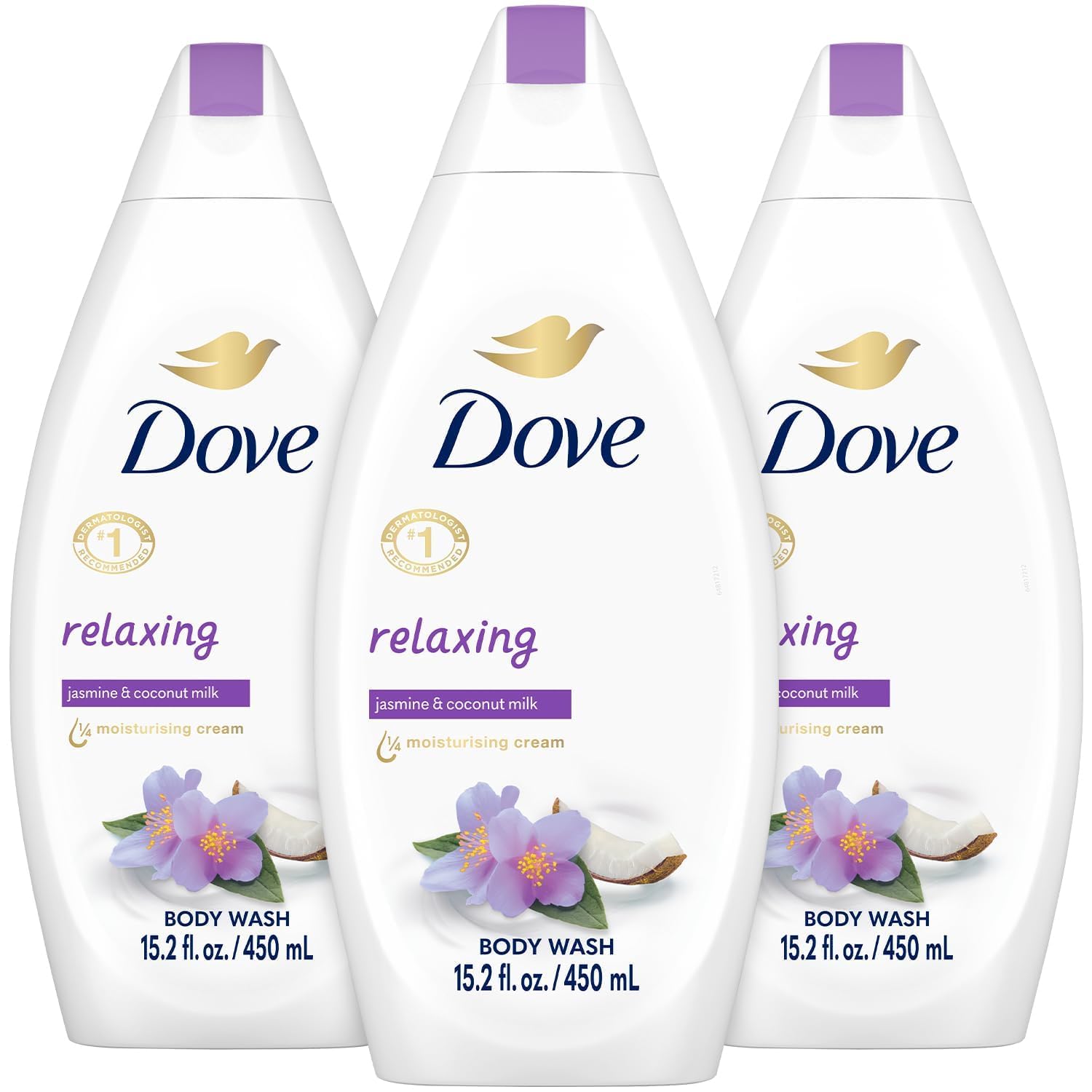 Body Wash Relaxing 3-Pack – Jasmine & Coconut Milk for Softer, Smoother Skin, 15.2 Oz Ea