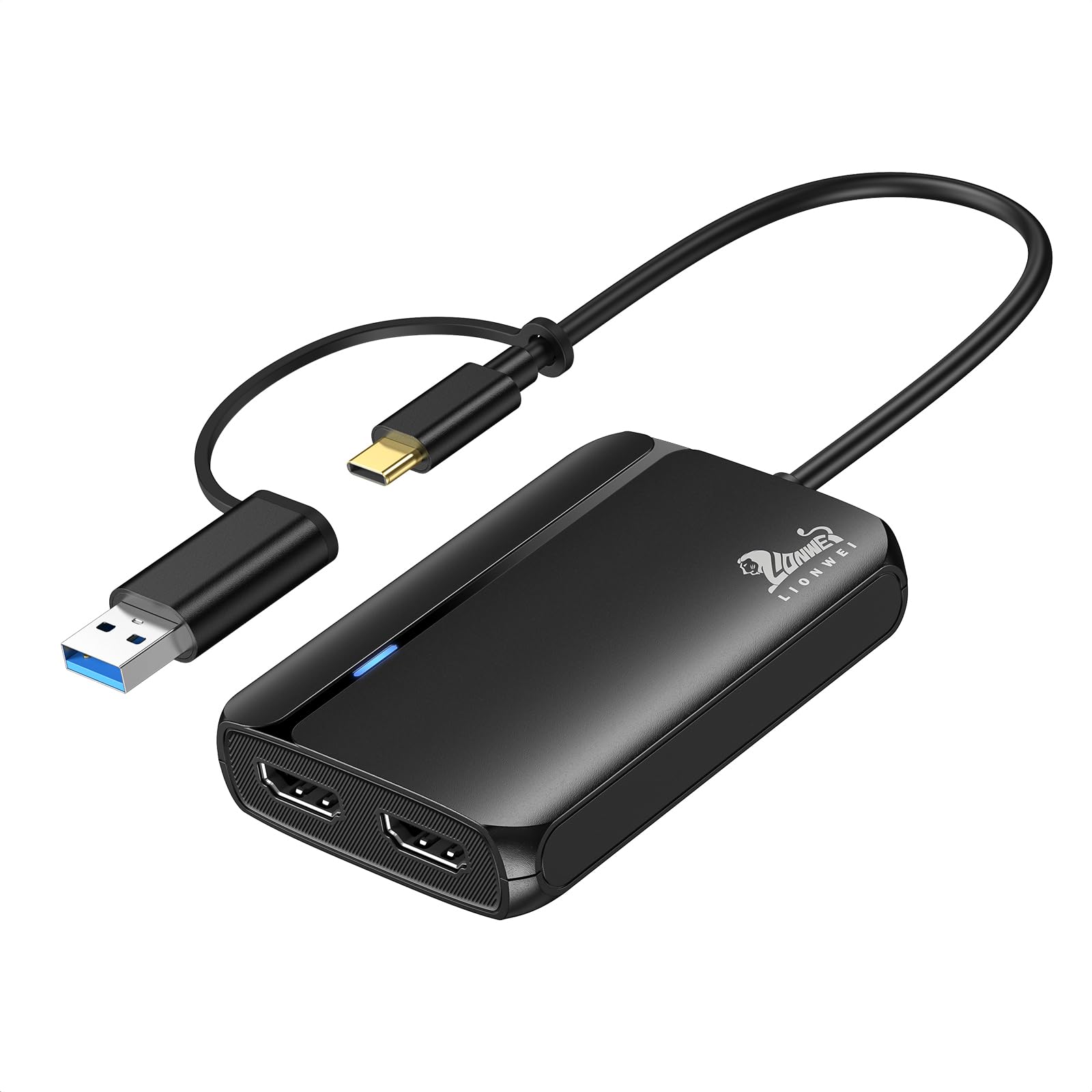 USB C Hub for MacBook, USB C to 2 HDMI Splitter Adapter for Mac with 4K HDMI, Dual Monitor Compatible with MacBook 2024-2016 13/15/16 inch