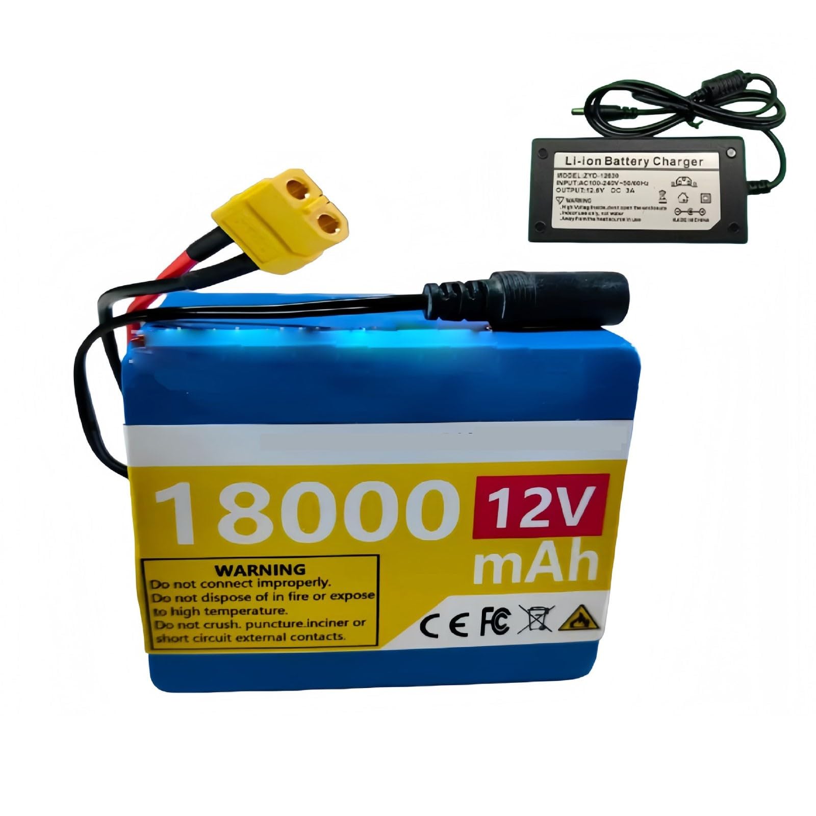 12V 18Ah Batteria Alta Potenza Per Monopattini Elettrici Da 50 A 500W Batteria Ebike Impermeabile PVC Resistente all'invecchiamento per motori da 50 a 500 W 12V 18Ah,XT60+SM
