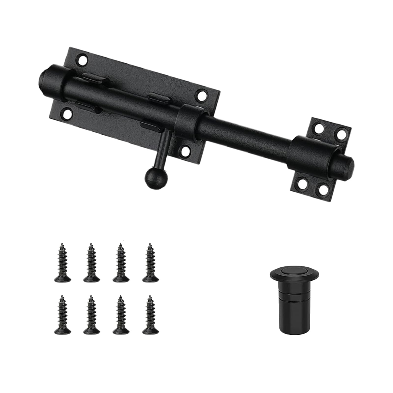 6.3 Inch 304 Stainless Steel Gate Lock | Black Slide Bolt Latch For Fences, Barn Doors & Outdoor Use