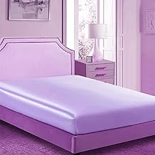 Fitted Sheet - Luxury Silky Soft Satin Bottom Sheet - Deep Pockets, Shrinkage and Fade Resistant - Easy Care - 1 Fitted Sheet Only (Lavendar, Queen)