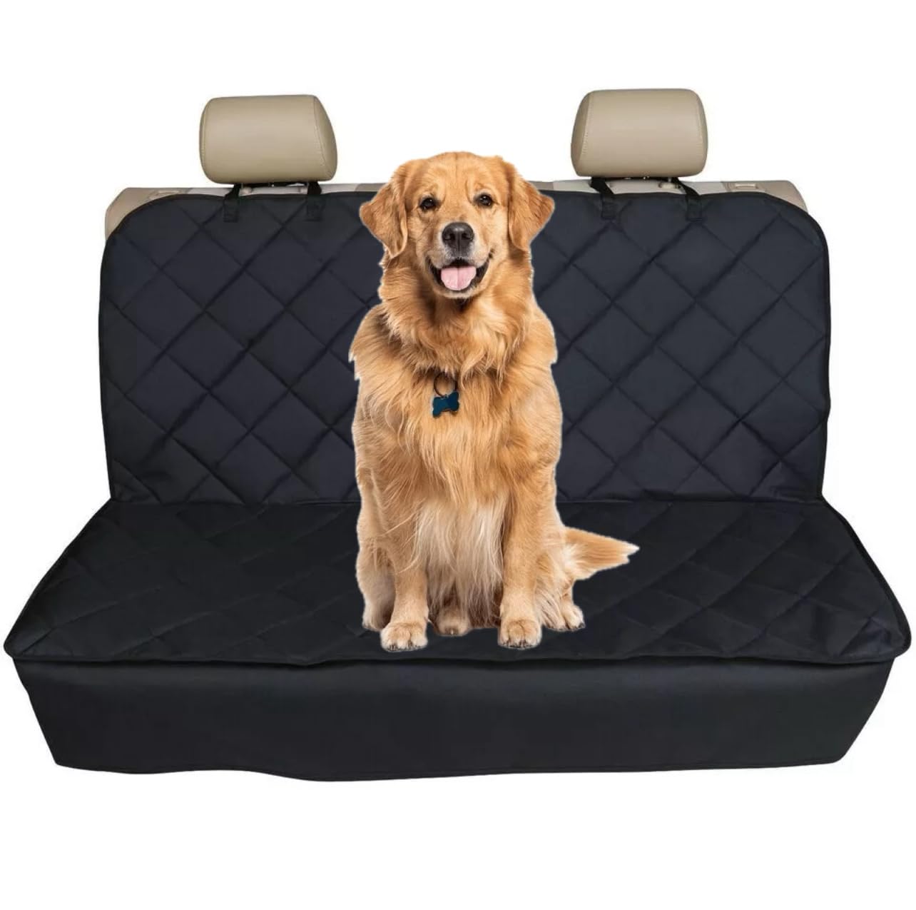 OTOKEA Fits DACIA SANDERO - Quilted Rear Seat Cover, Waterproof Cushioned Design, Use For Pets Dogs Tools Kids - Black