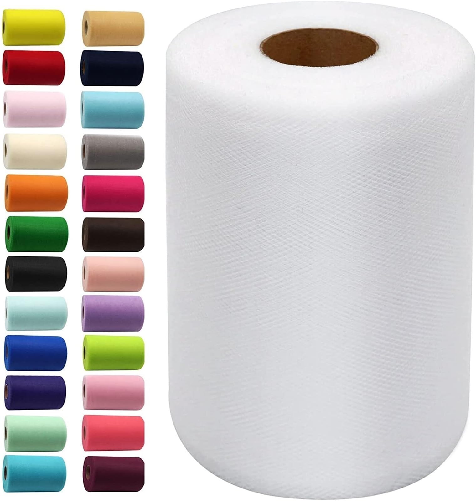 Tulle Fabric Roll White Tulle Fabric 15cm by 200 YD Spool Ribbon for DIY Wedding Decorations Craft Supplies(Color01)