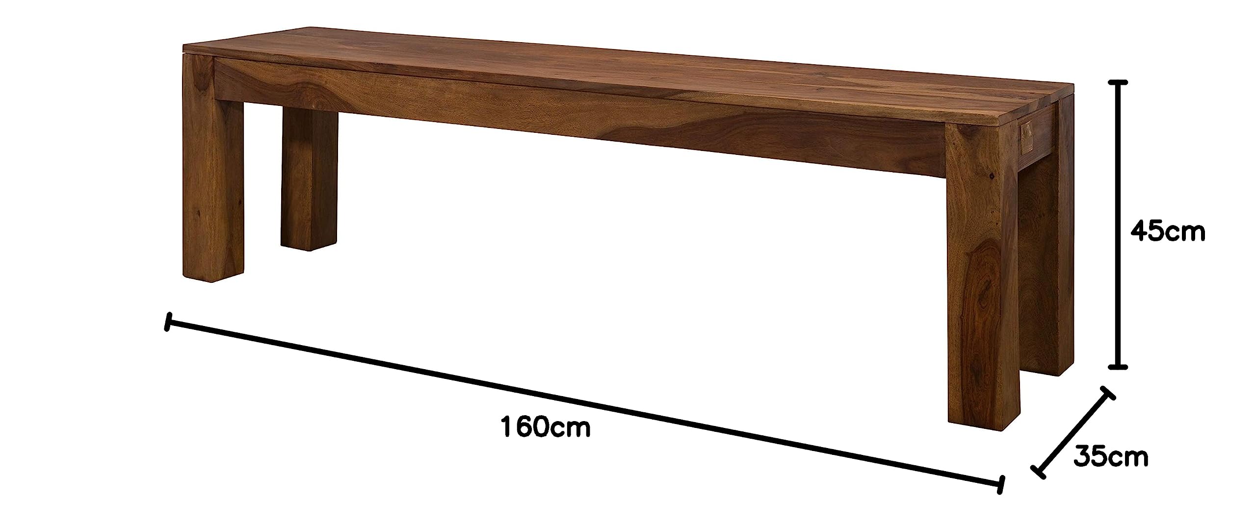 MASSIVMOEBEL24.DE Sydney #129 Panca in Legno di sheesham - Laccato/Noble Unique 160x35x45