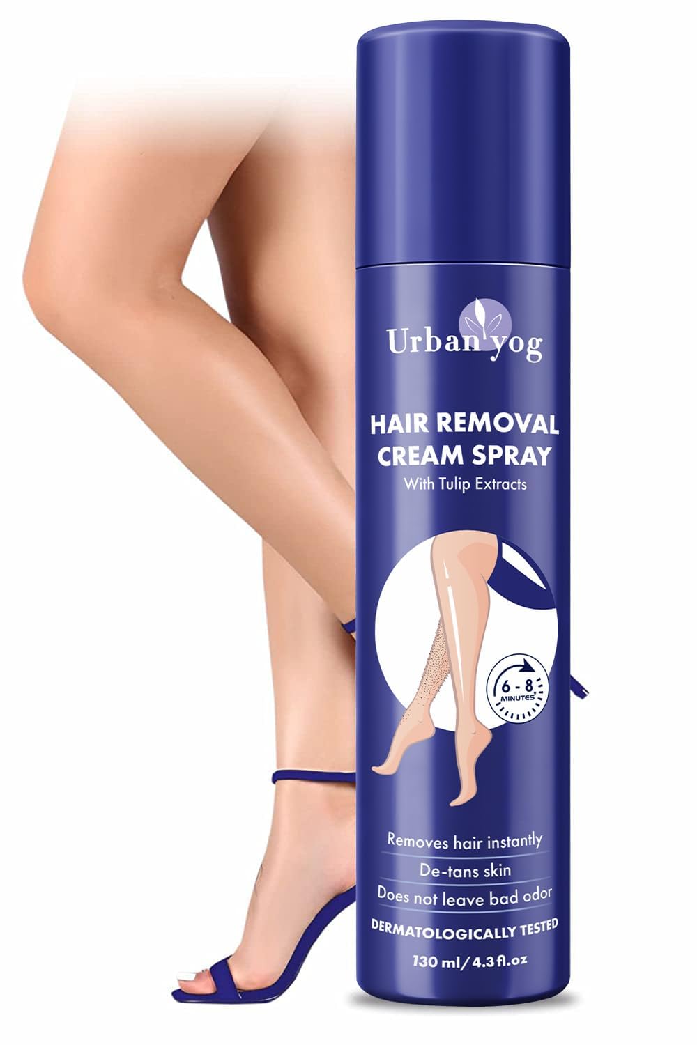 Urban yog Hair Removal Cream Spray for Women | Painless Body Hair Removal Spray for legs, hands, underarm & back (130 ML, Tulip (Blue))-image-46