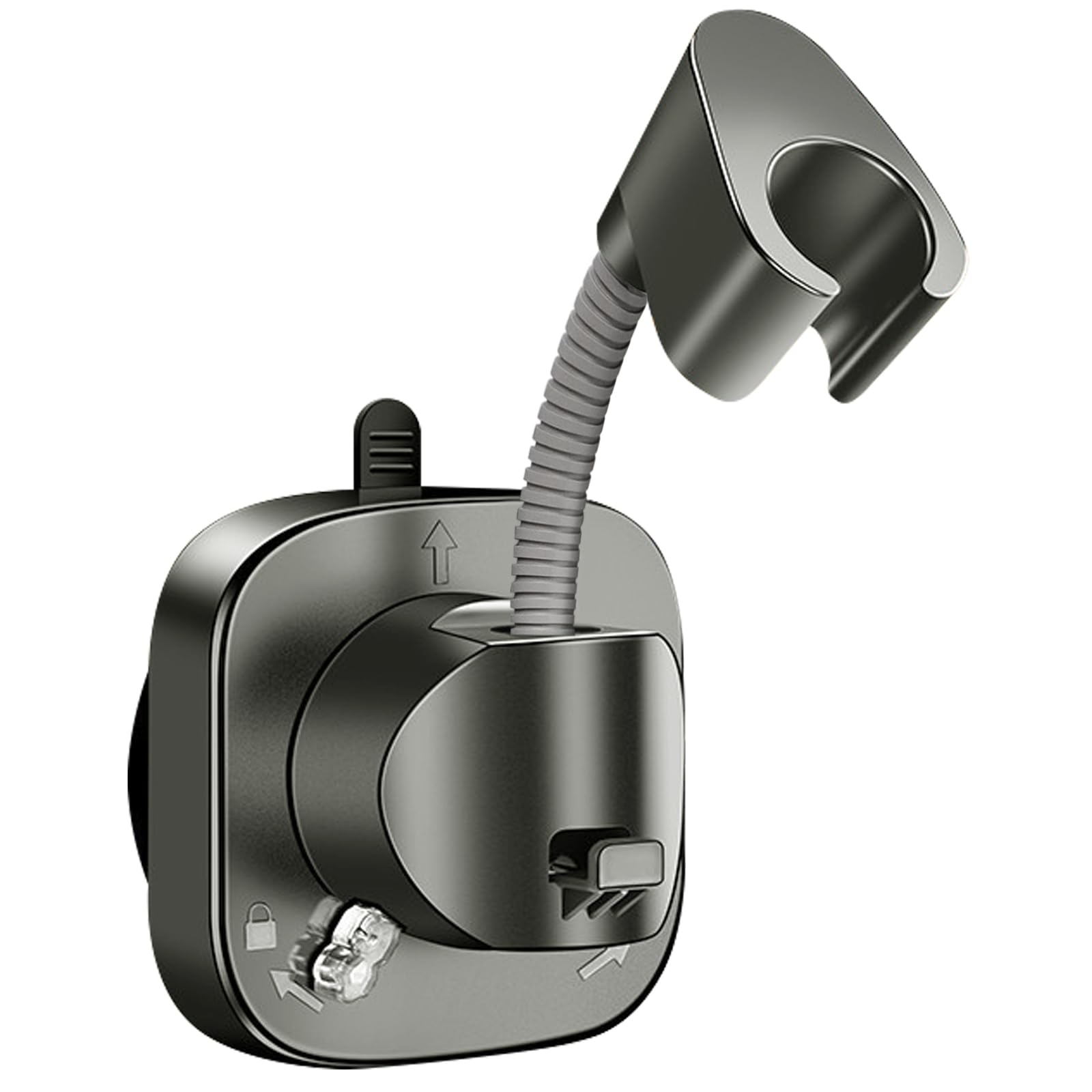 HESUSLA Suction Cup Shower Head Holder - Adjustable 360° Rotation Shower Bracket, No Drilling Removable Shower Head Mount, ABS Material Bathroom Showerhead Holder for Handheld Showers (Grey)