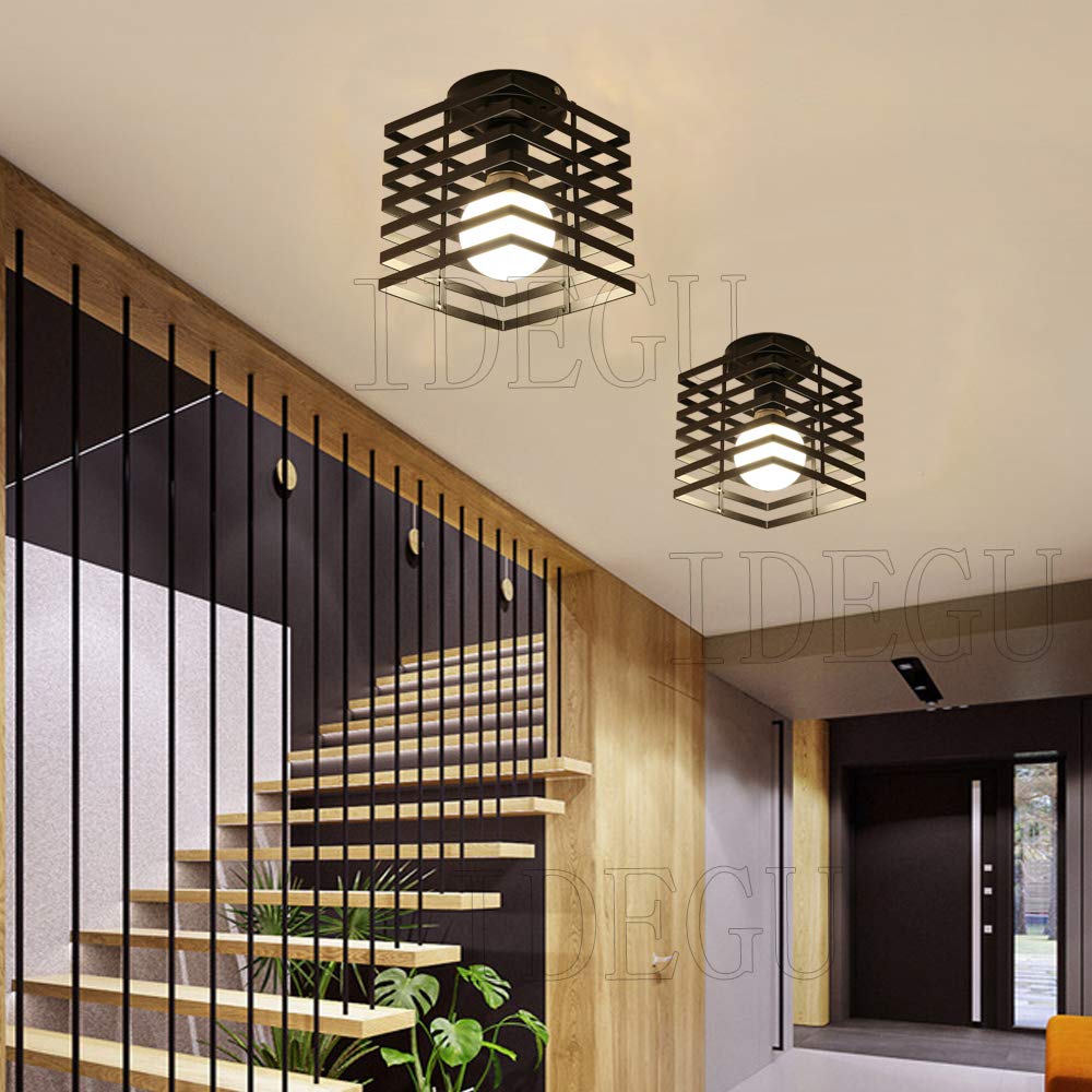 Industrielle Deckenleuchte Schwarz – Vintage Käfig-Design, E27, Für Wohnzimmer & Café