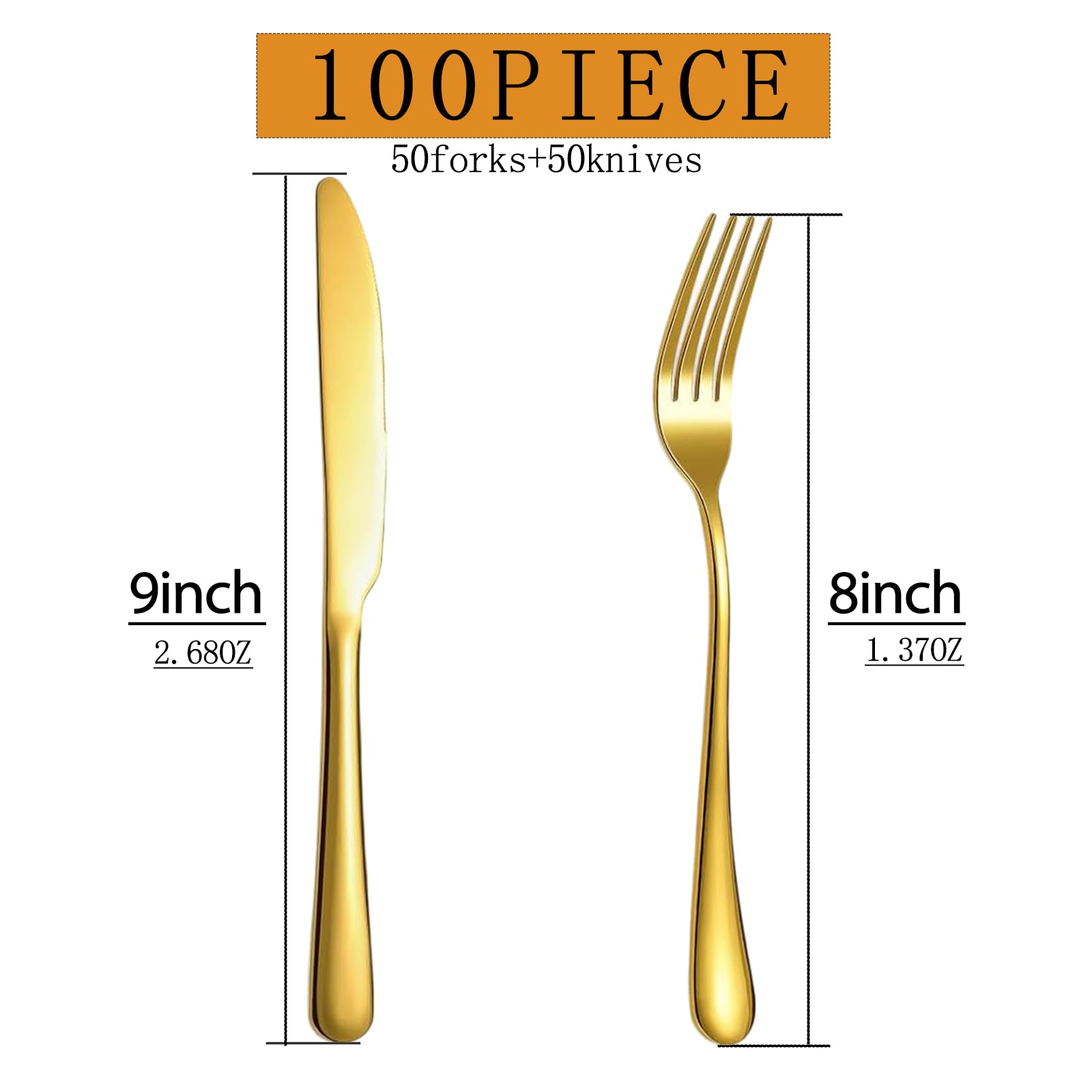 Gold Silverware Set - 100 Forks & Knives -3