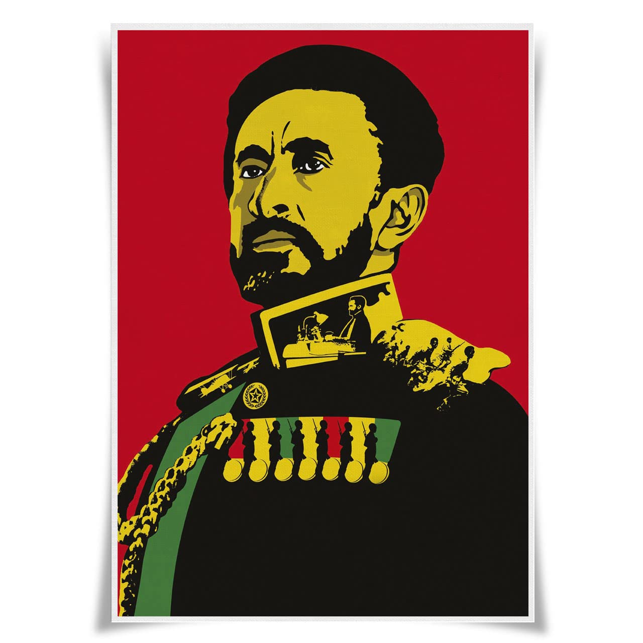 Nice Captain Portrait of 99 Great Kings, Queens and Rulers of the World Poster Fabric Material Print Fine Art Decor (Haile Selassie)