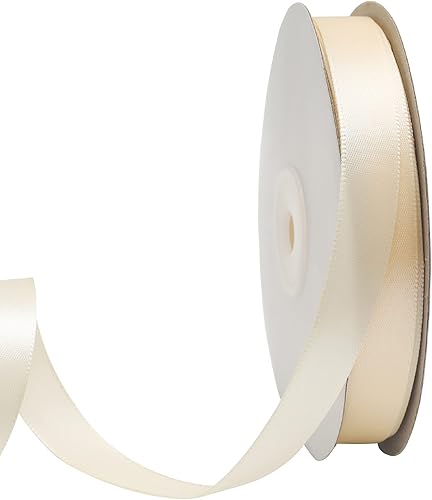 Cinta de poliéster marfil de 58 pulgadas, 50 yardas, brillante de una cara, perfecta para manualidades, decoración de bodas, envoltura de regalos y