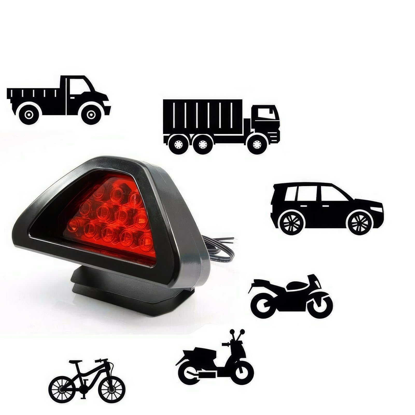 Riloer Luce freno posteriore auto, 12V Universale 12 LED Terza luce stop, Luce stroboscopica Fendinebbia, Luce rossa e guscio rosso