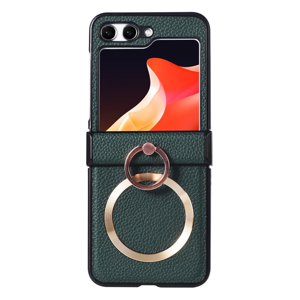 Coque Samsung Z Flip 6 5 4 3 magnétique vert antichoc avec support - 8