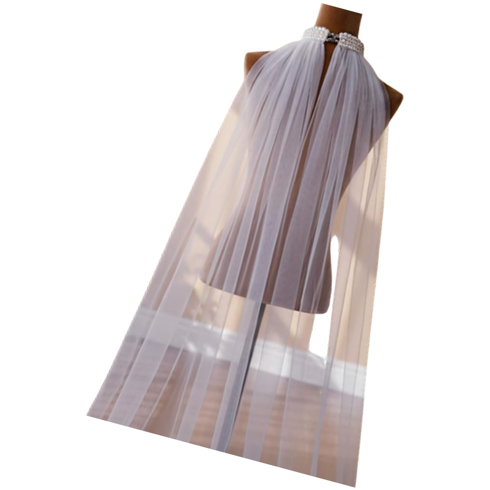 BWANGIAO Detachable Pearls Embellished Mesh Bridal Stole Elegant Wedding Accessory For Bridesmaids Ceremonies
