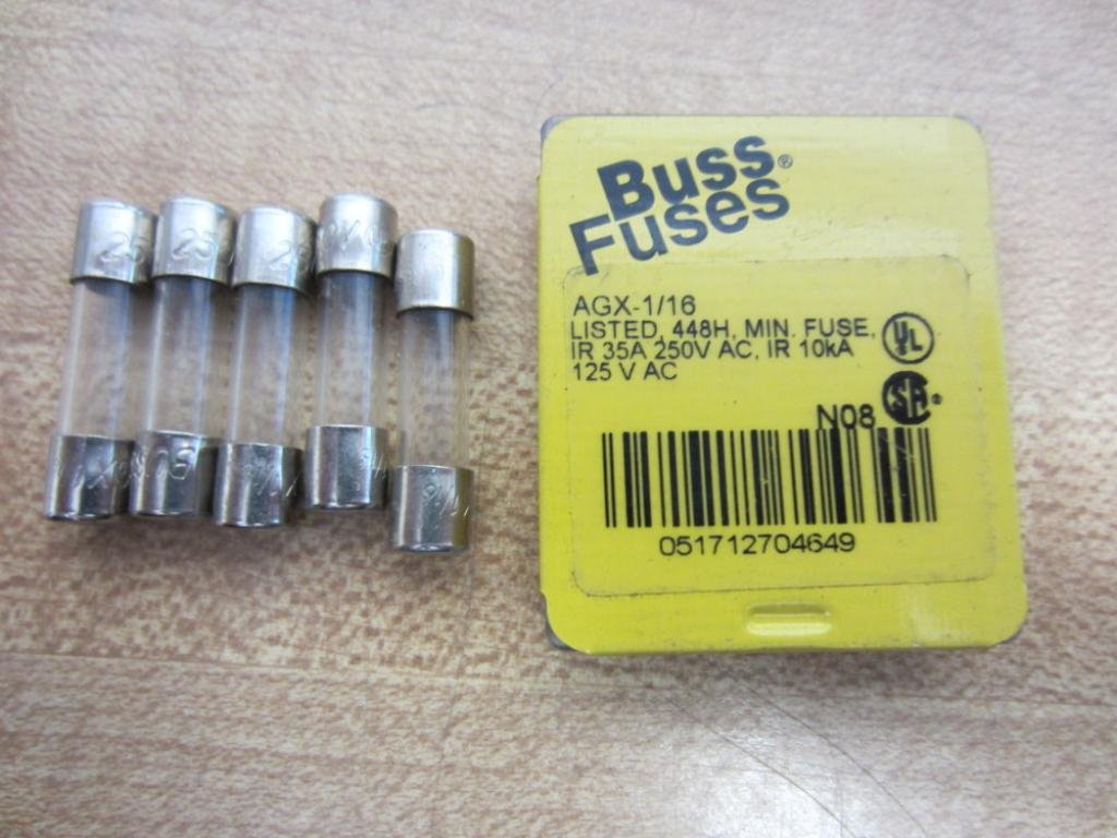 Bussmann AGX-1/16 Buss AGX116 Fuse 1/16A 250V (Pack of 5)