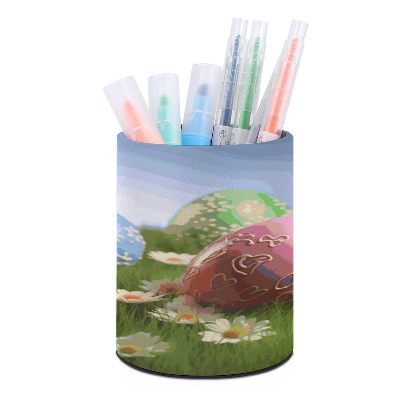 FekiLoot Lovely Easter Egg Pen Holder Personalized Desktop Pencil Holders Case Office Accessories Container Box for Round Pen Cup Desktop Organizer Makeup Brush Holder Caddy Storage