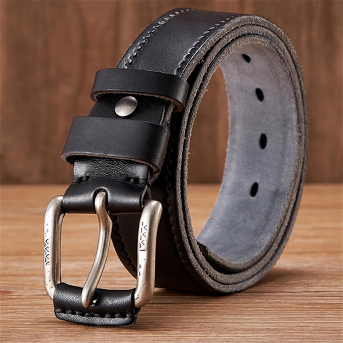 3,8 Cm Gürtel Aus Echtem Rindsleder, Jeansgürtel Für Herren, Luxuriöser Klassischer Designergürtel, Retro-Dornschließe