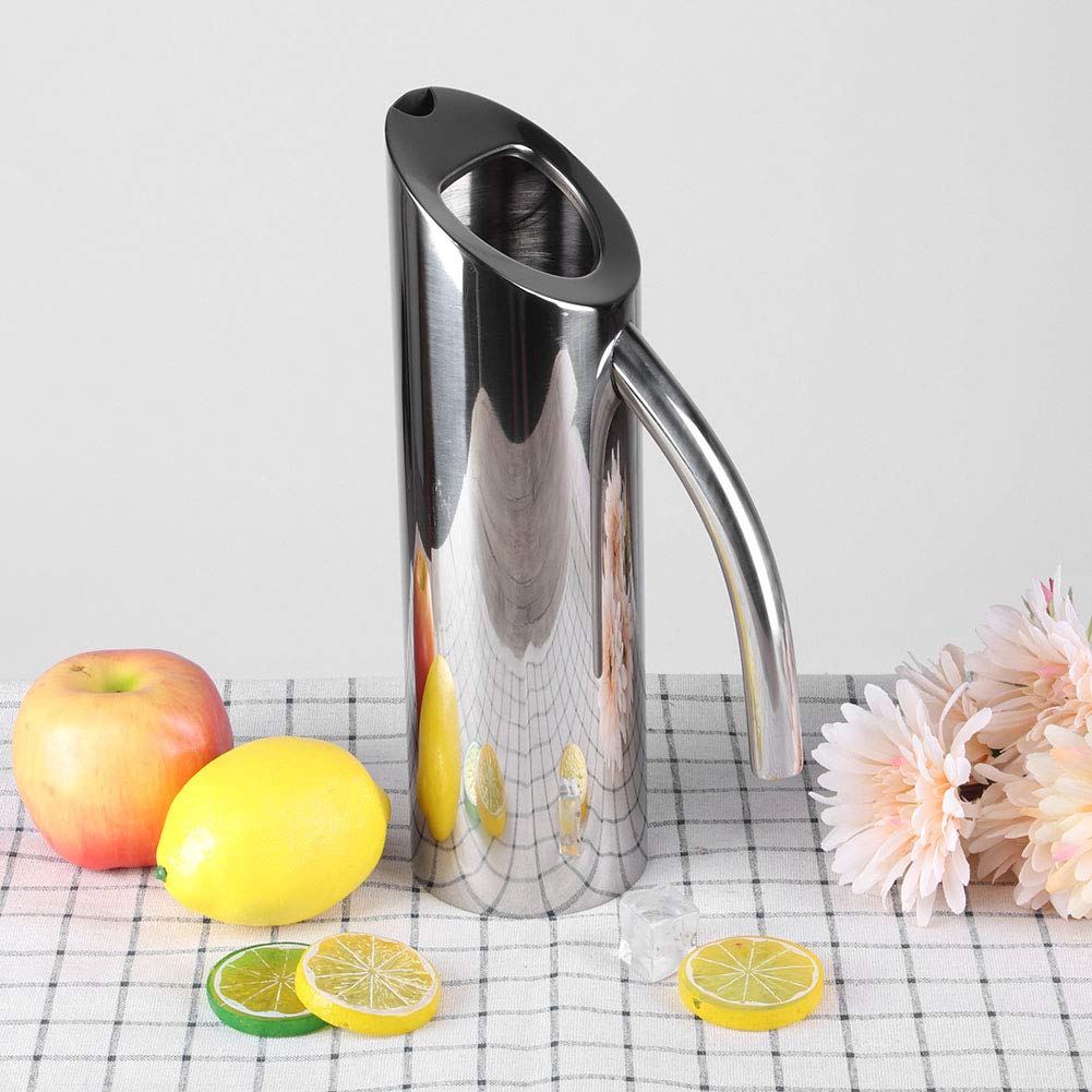 Jarra De Agua Plateada De 1,6 L, Jarra De Bebida Fría, Jarra De Agua Grande De Acero Inoxidable, Jarra De Agua Fría, Bebidas, Tarro, Bebidas, Cerveza Fría, Recipiente De Té Helado Para El Hogar, Bar,