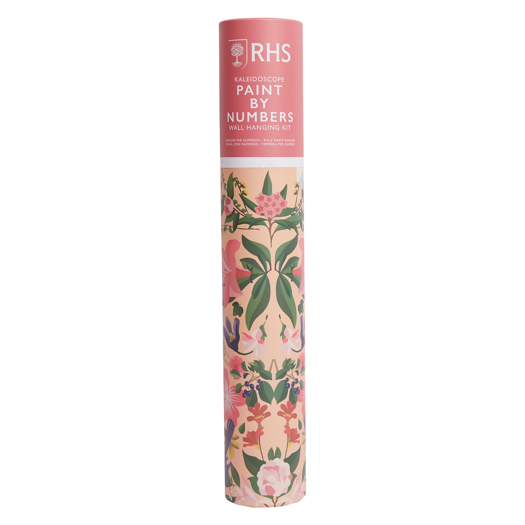 RHS The Royal Horticultural Society Paint By Numbers Hanging Kit with 24 Paints & 3 Brushes, Kaleidoscope Design, 400 x 500 mm, Multicoloured, Learn to Paint for Adults
