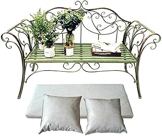 Banco de jardim ao ar livre, banco de pátio de jardim ao ar livre para o seu tempo de lazer, banco de terraço de parque, banco de jardim de ferro à prova de intempéries, banco de 2-3 lugares com enco