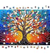 Stained Glass Tree Of Life Puzzle 1000 Pieces - Colorful Mosaic Jigsaw For Adults Challenging Family Puzzle - View #6