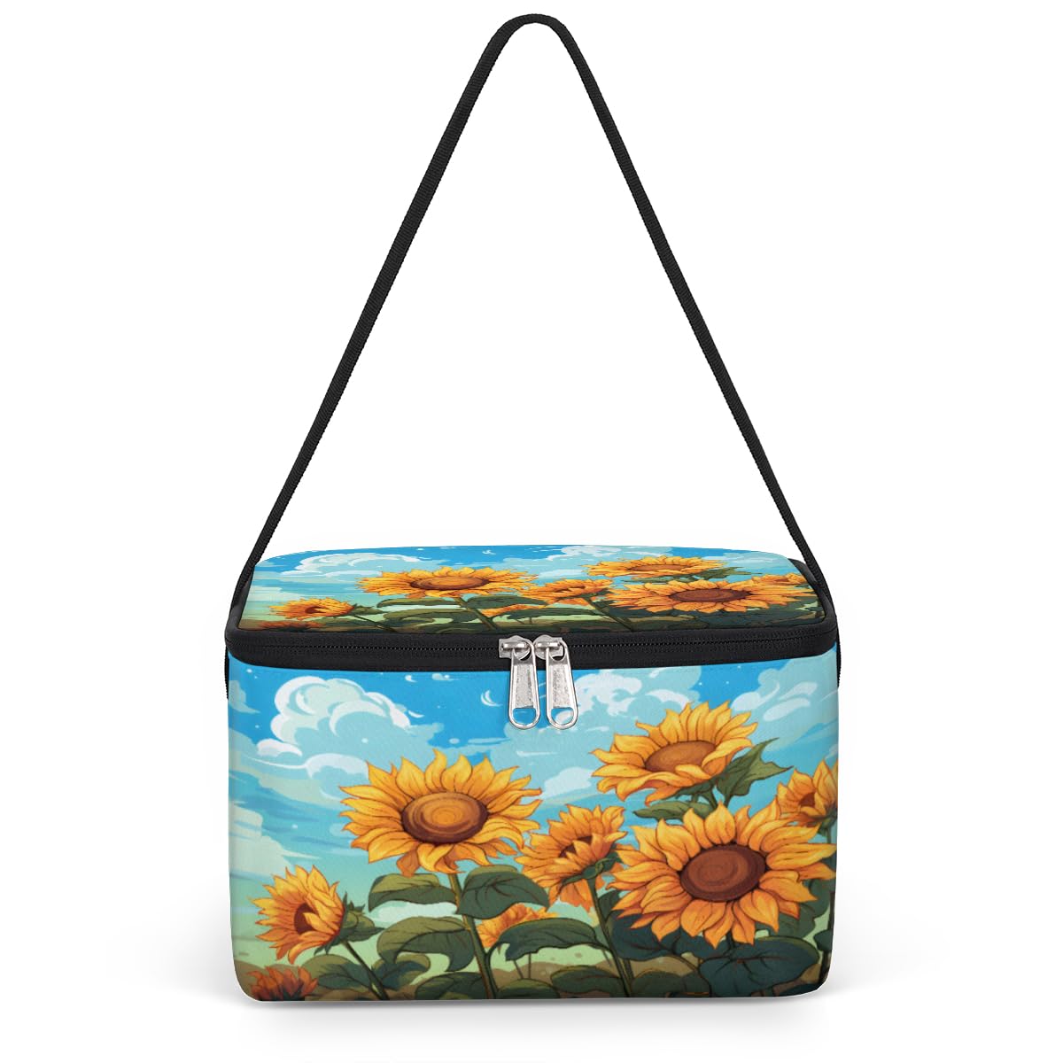 GzLeyigou Sunflower Lunch Bags for Women Men 9 Cans, Hot & Cold Food Delivery Bag Insulated Grocery Bag Insulated Lunch Box Natural Scenery Cooler Bag for Office Work Picnic Beach