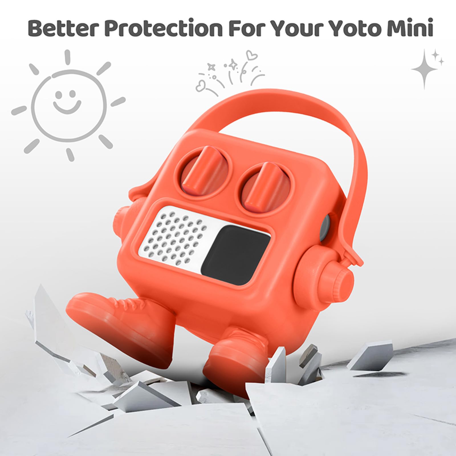 Coque rigide compatible avec Yoto Mini Player, étui de protection en plastique pour mini haut-parleur audio et cartes Auido (Orange)