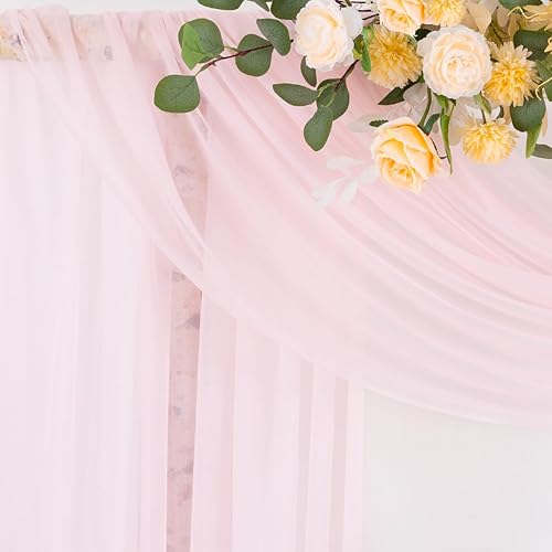 Miniatura 3 de Socomi Tela drapeada de arco de boda de 29 pulgadas x 20 pies, 1 panel rosa rubor transparente para exteriores, cortinas extralargas para boda,
