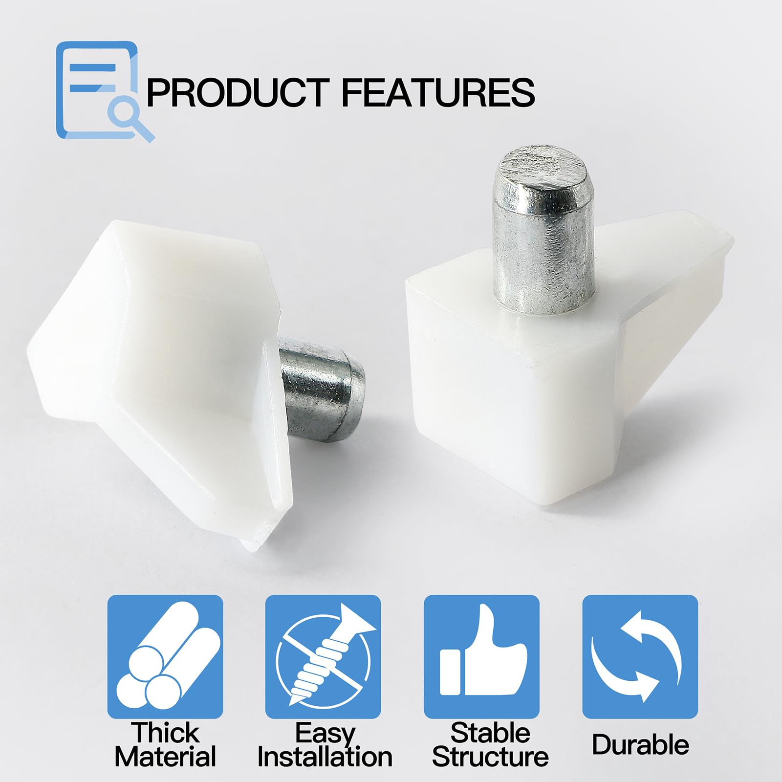 60pcs White Shelf Pegs, 5mm Plastic Shelf Pins Shelf Support Pins, Cabinet Shelf Clips Shelf Holder Pins for Bookcase Cabinets Shelves Cupboard — Amazon image 2