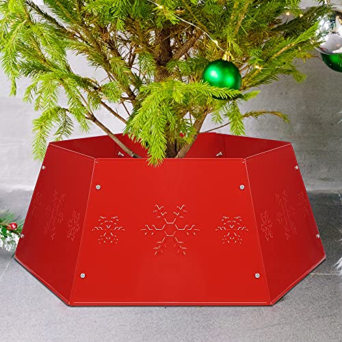Forup Metal Christmas Tree Ring, Christmas Tree Collar With Printed Snowflake, Christmas Tree Skirt Base Stand For Christmas Tree Decorations thumb #2