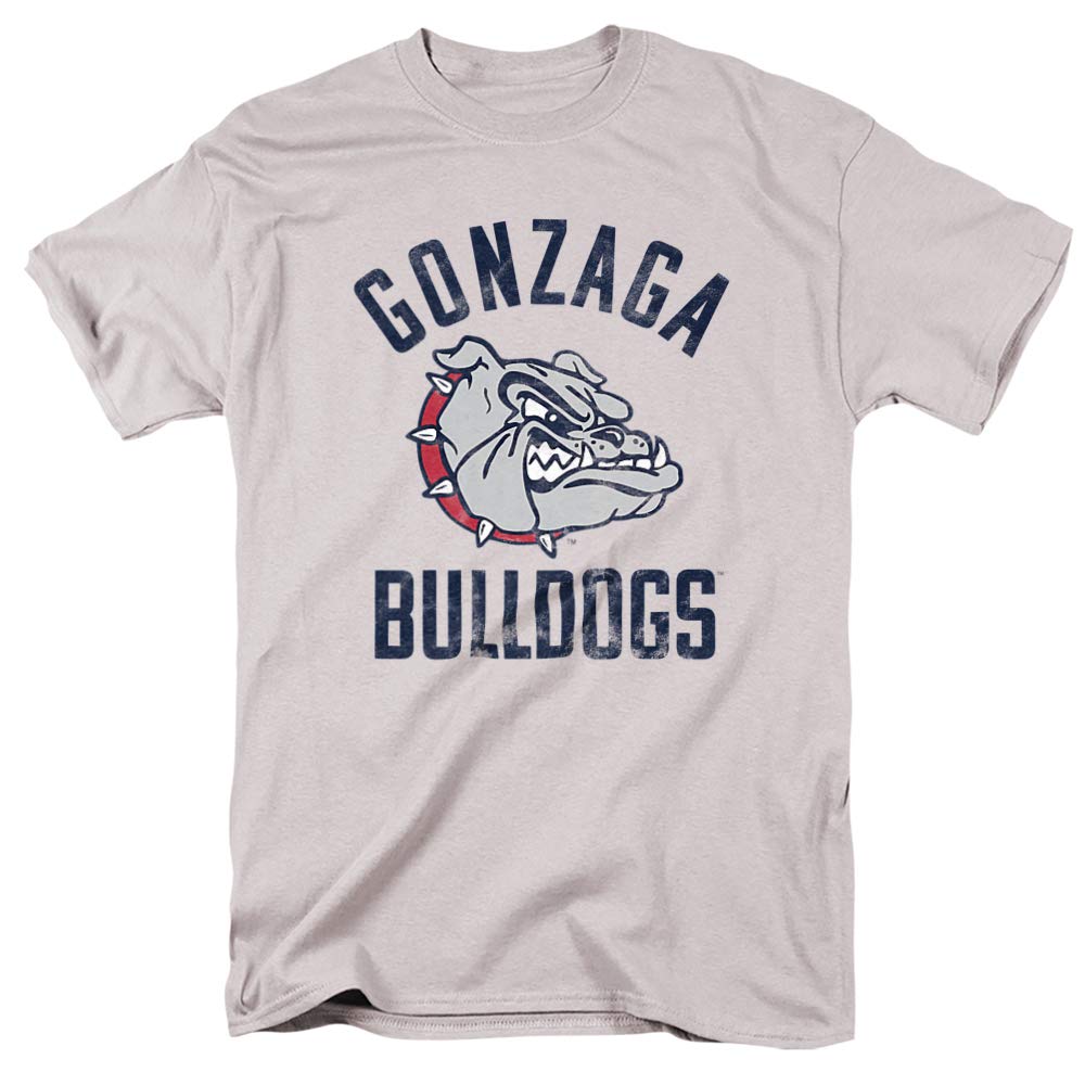 Gonzaga University Official Bulldogs Logo Unisex Adult T-Shirt, Silver, Small