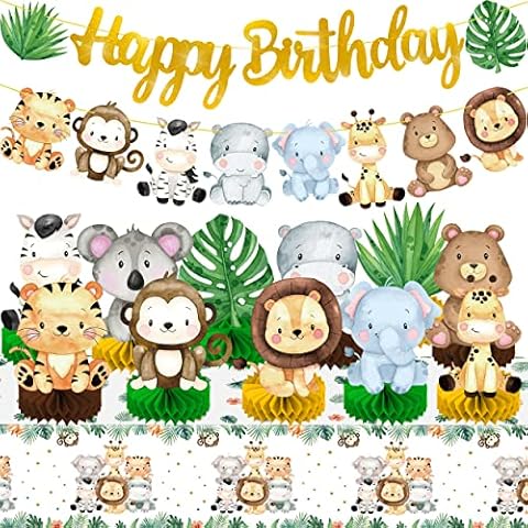 Safari Animal Banner Table Centerpieces Tablecloth Decoration Cover